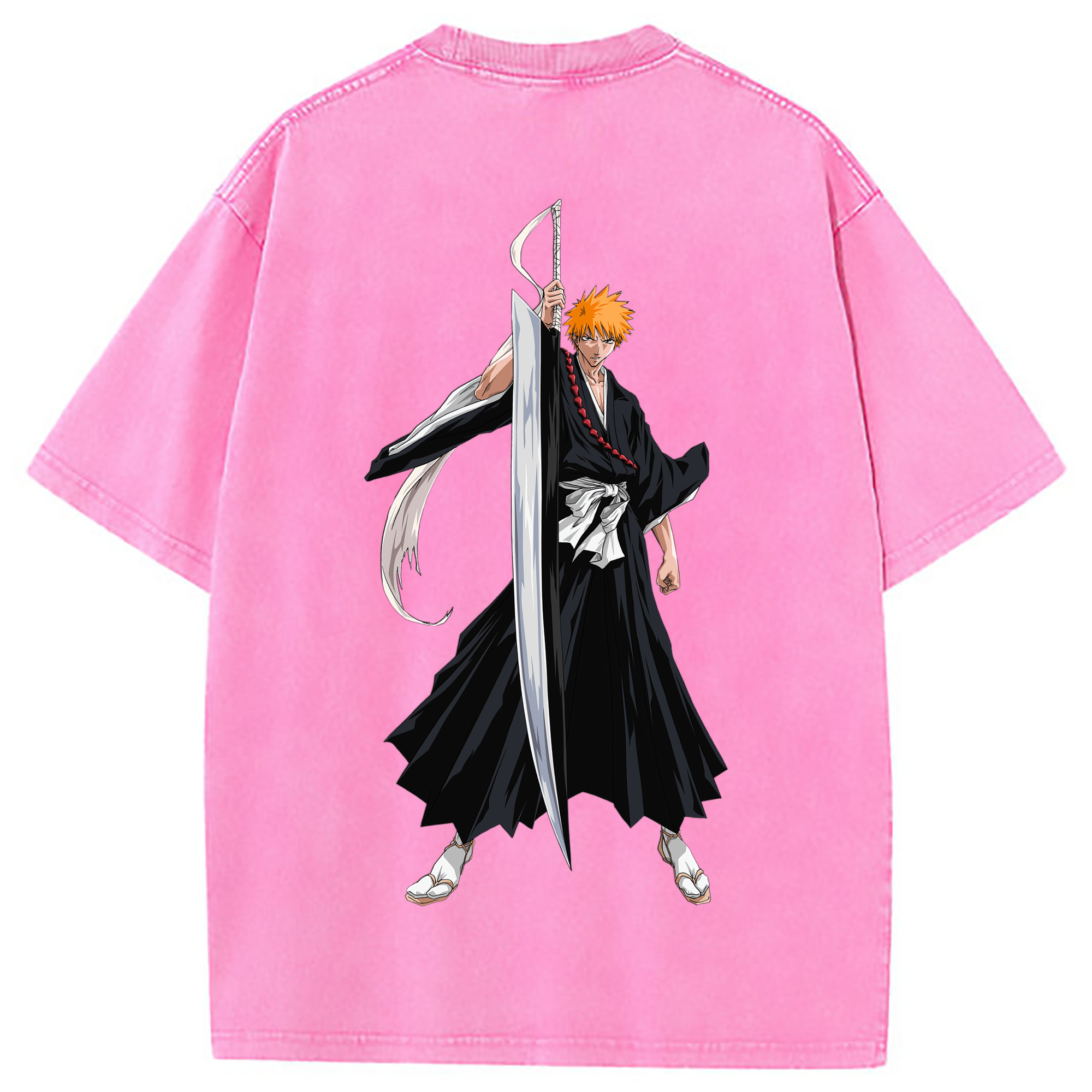 （画像用） ブリーチ 黒崎一護（くろさき いちご）BLEACH Kurosaki Ichigo 綿100% ヴィンテージ風 半袖Tシャツ（背面プリント）